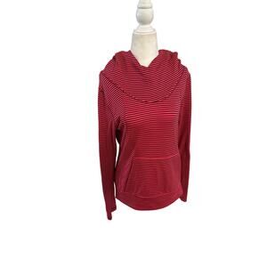 Lole Pink Striped Hoodie Thumb Sleeves Zip Pocket Size Medium
